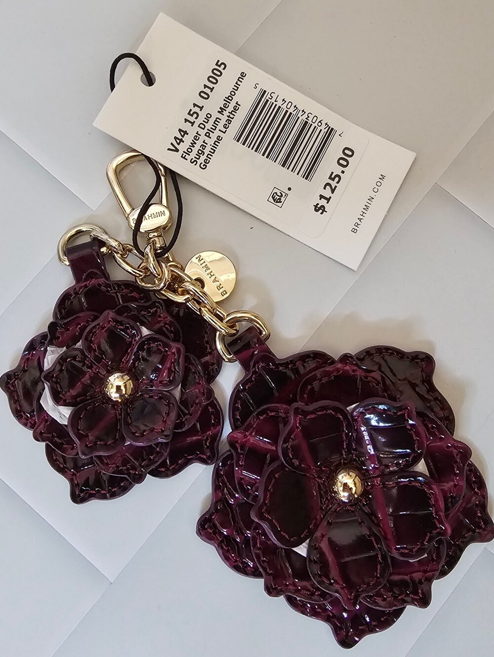 Brahmin Flower Duo Bag Charm Sugar Plum Melbourne NWT